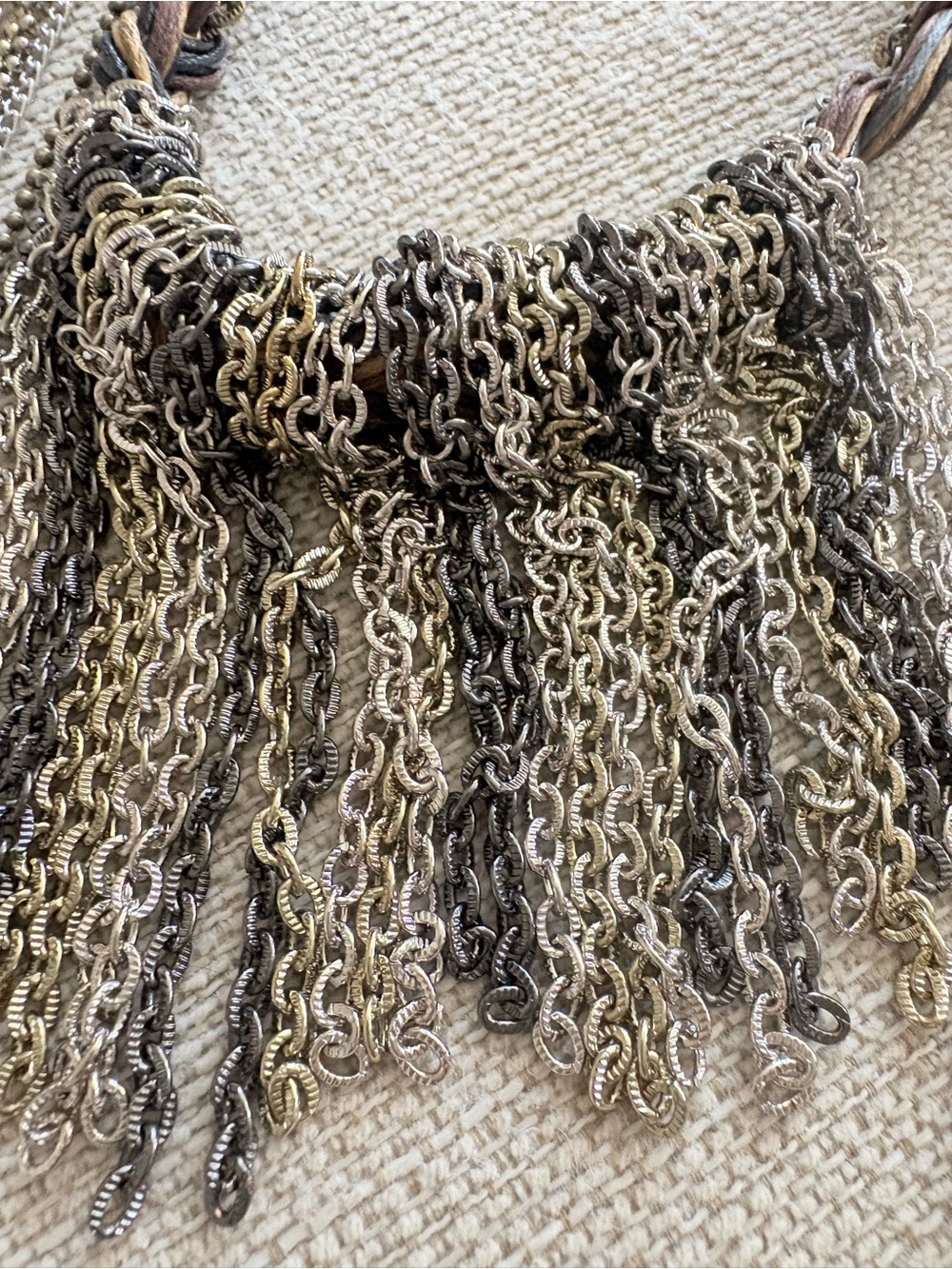 ⭐️ Layered Fringe Multi-Chain Necklace and Earring Set - Picture 4 of 5